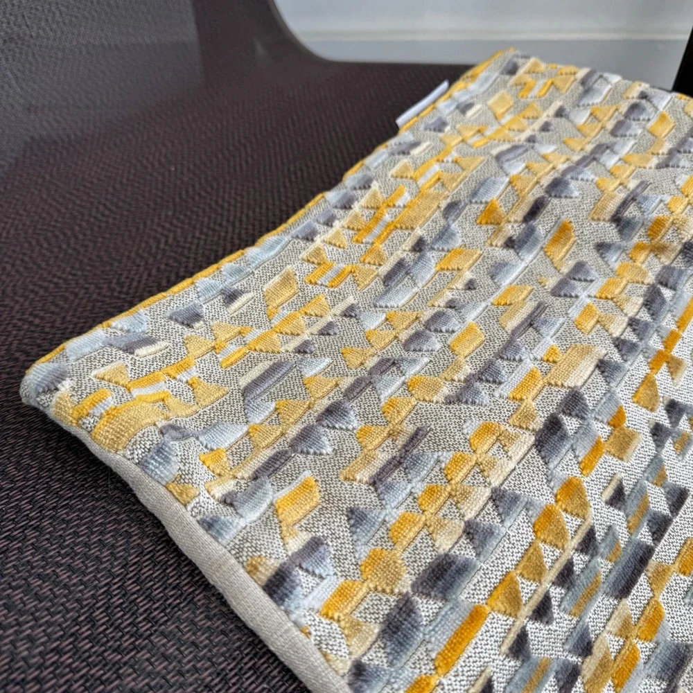 Urban Standard Pillow Cover 22x15 Mustard Yellow Grey Geometric MCM Chenille